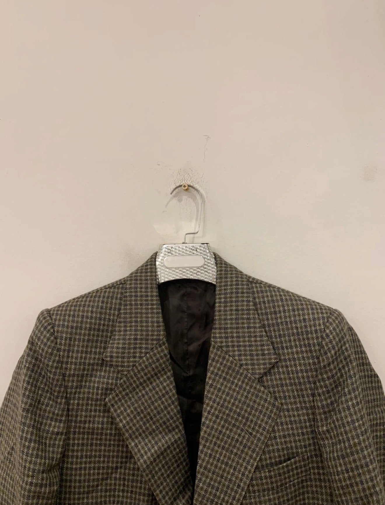 1970s Vintage houndstooth plaid pure wool classic hunting jacket blazer 44R