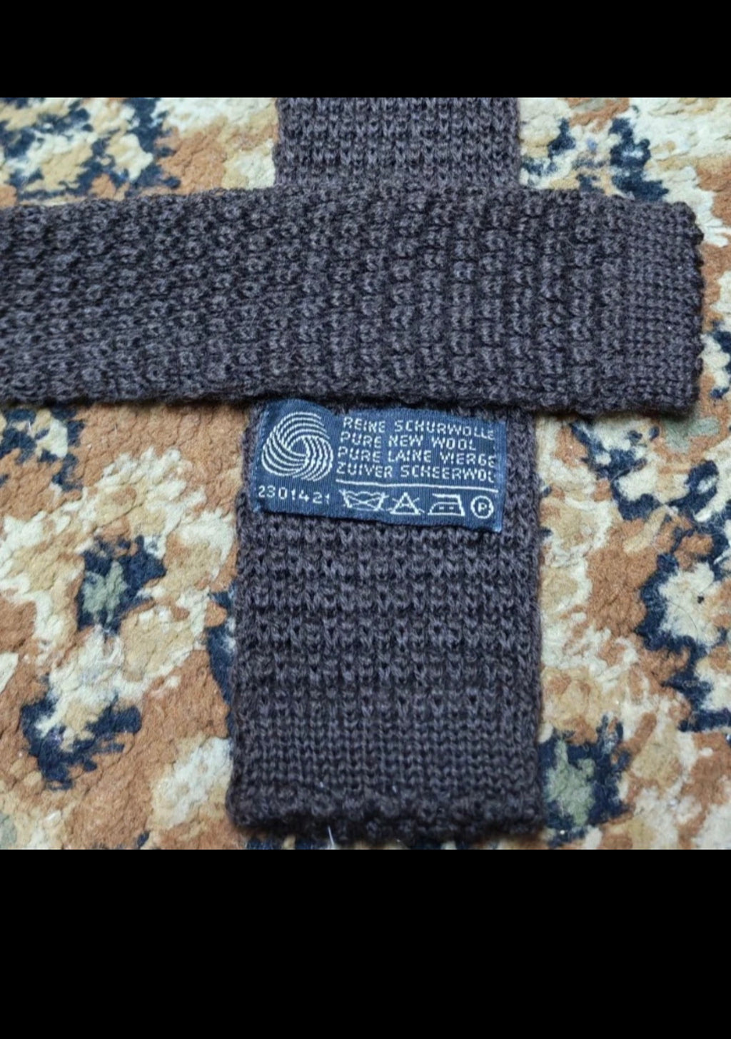 mens vintage classic 100% pure wool luxury square cut knitted brown neck tie
