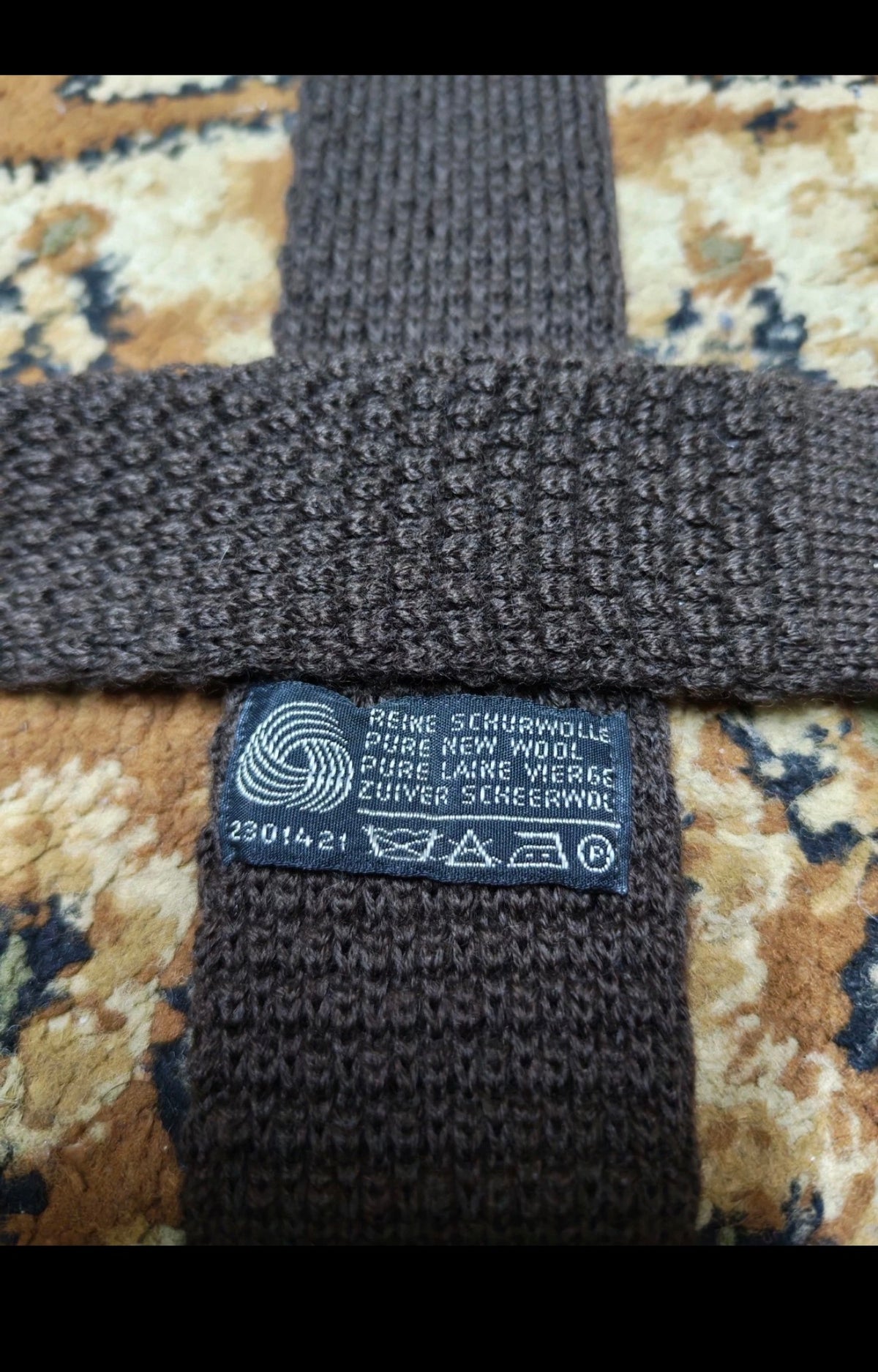 mens vintage classic 100% pure wool luxury square cut knitted brown neck tie