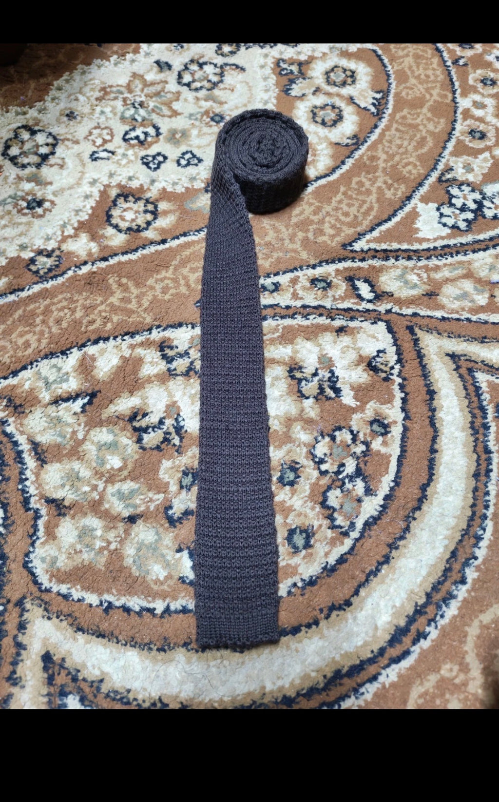 mens vintage classic 100% pure wool luxury square cut knitted brown neck tie