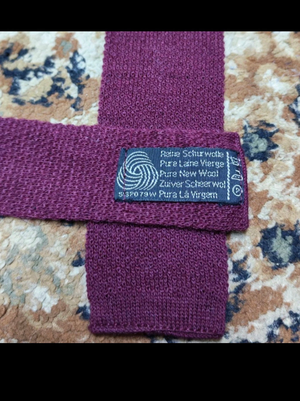 mens vintage classic 100% pure wool luxury square cut knitted burgundy neck tie