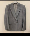 Vintage Wool Mohair blend classic double breasted striped gray suit 46L XL