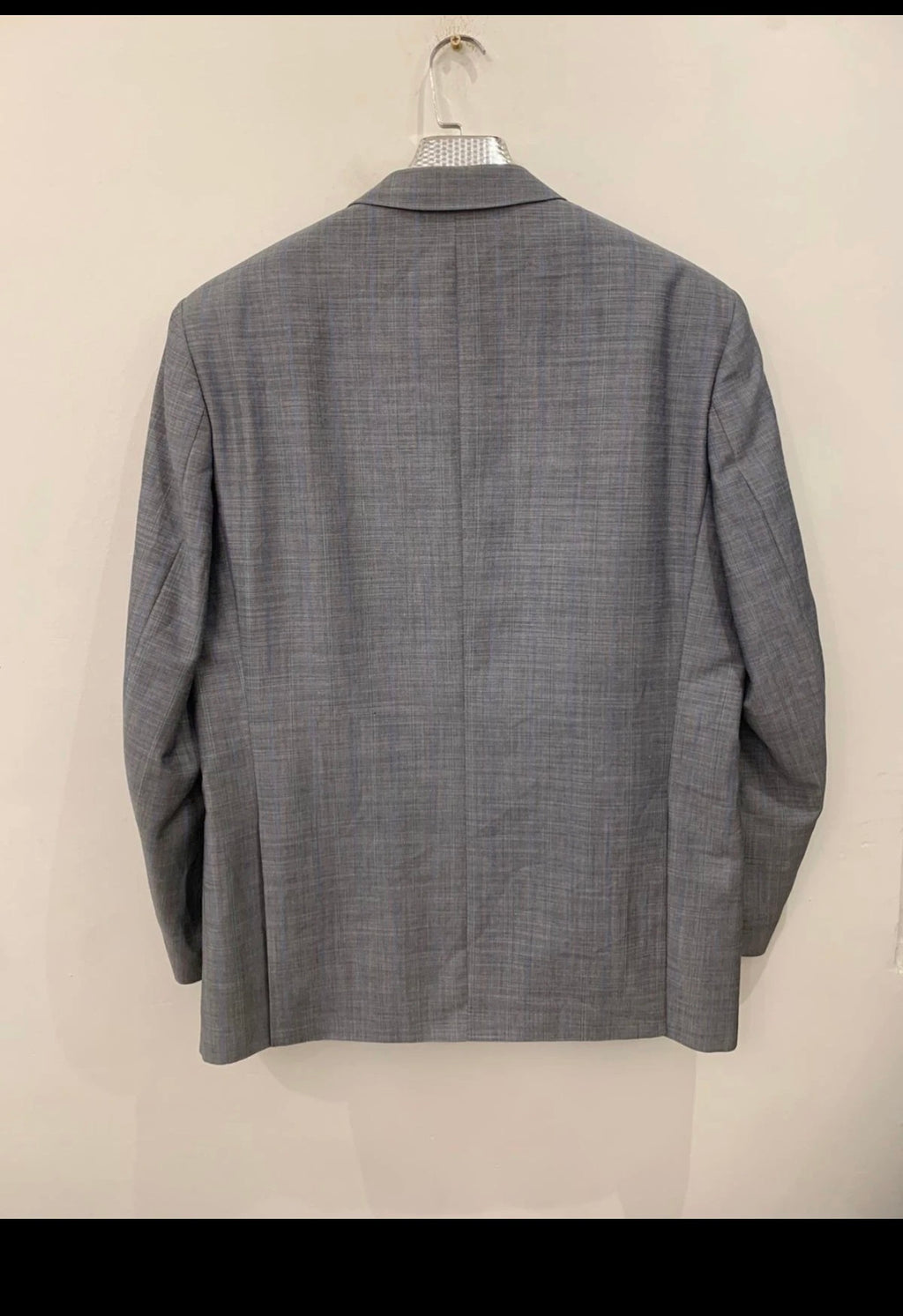 Vintage Wool Mohair blend classic double breasted striped gray suit 46L XL