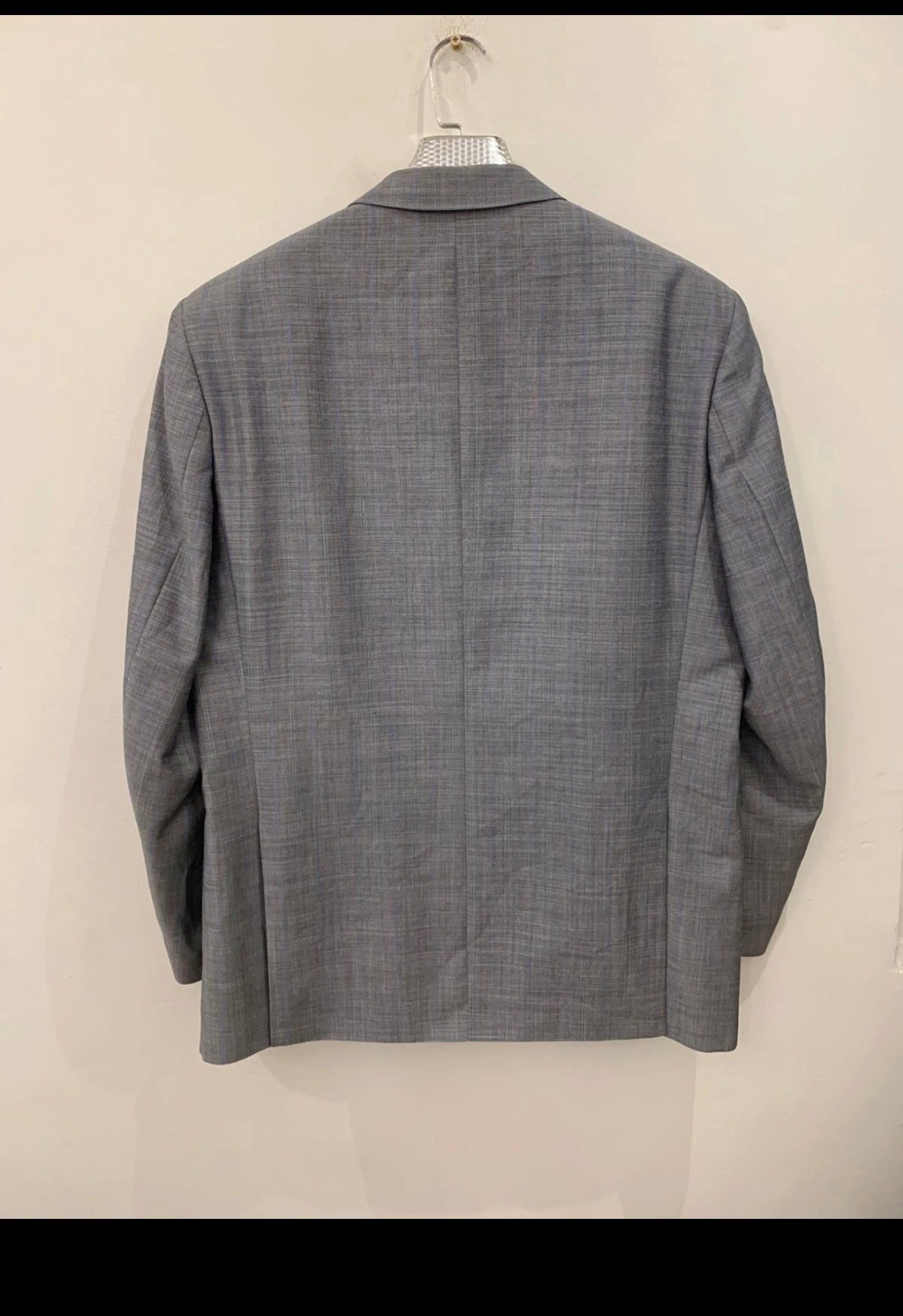 Vintage Wool Mohair blend classic double breasted striped gray suit 46L XL