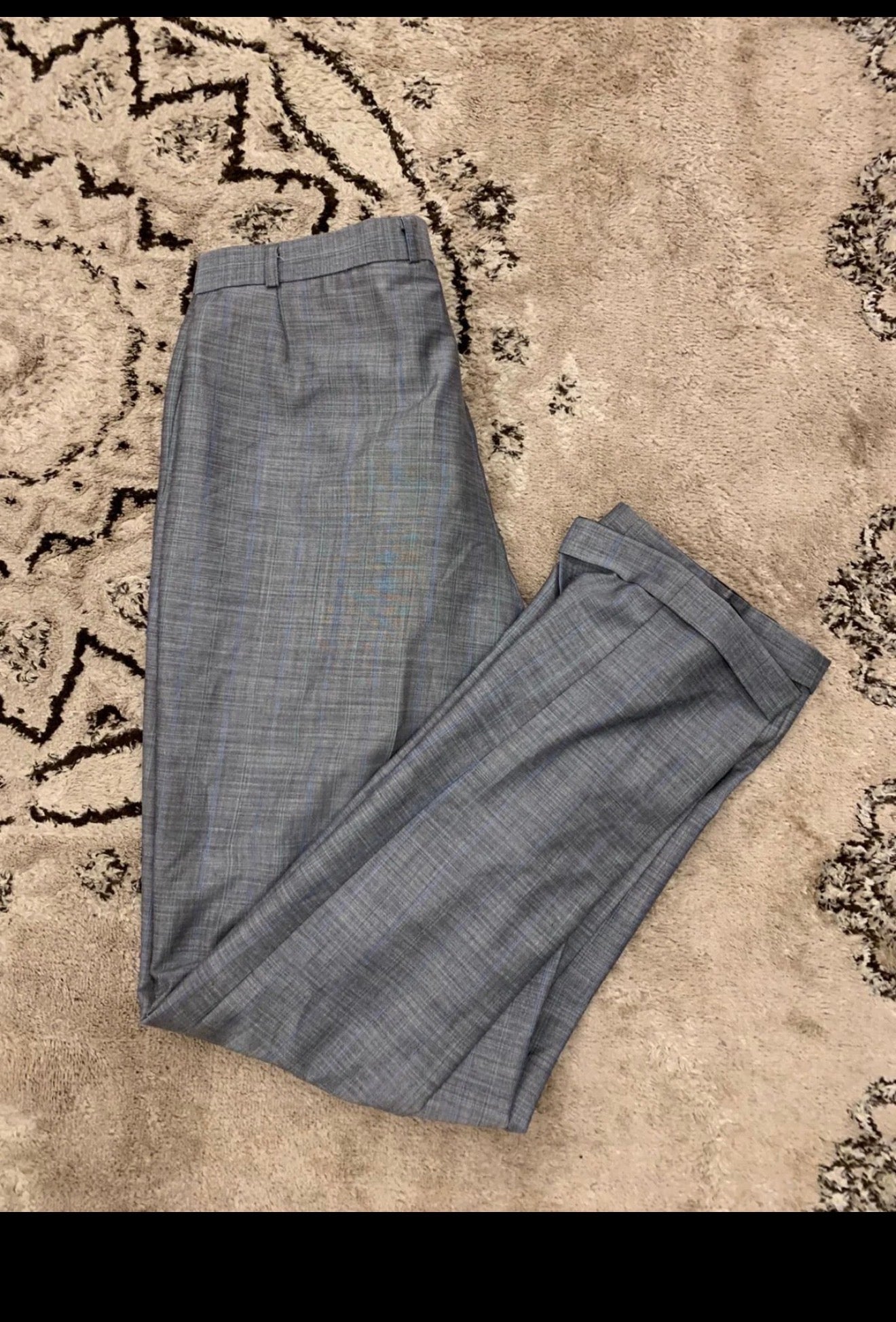 Vintage Wool Mohair blend classic double breasted striped gray suit 46L XL