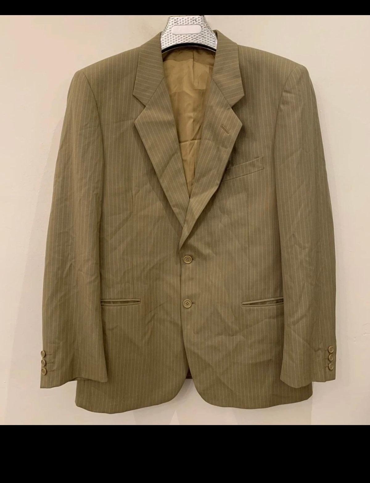 Vintage Lebole pure wool classic 2 button striped brown suit 42R 42L