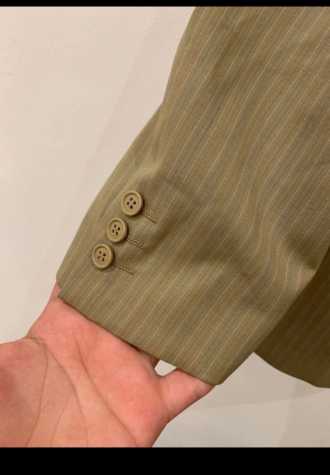Vintage Lebole pure wool classic 2 button striped brown suit 42R 42L
