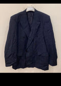Vintage pure wool double breasted gangster chalk stripes charcoal suit 44R 44L
