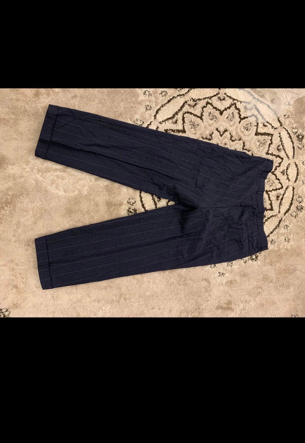 Vintage pure wool double breasted gangster chalk stripes charcoal suit 44R 44L