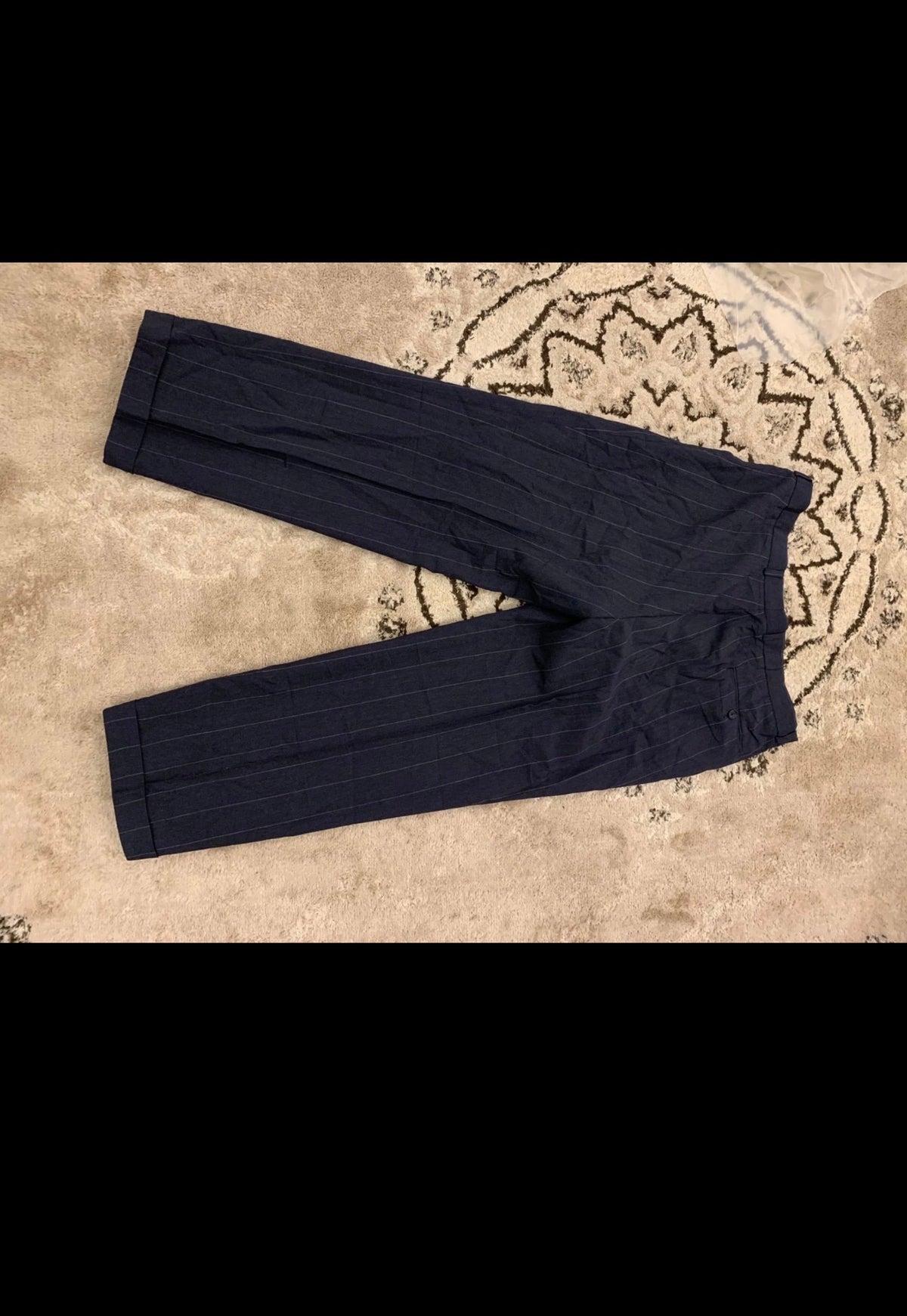Vintage pure wool double breasted gangster chalk stripes charcoal suit 44R 44L