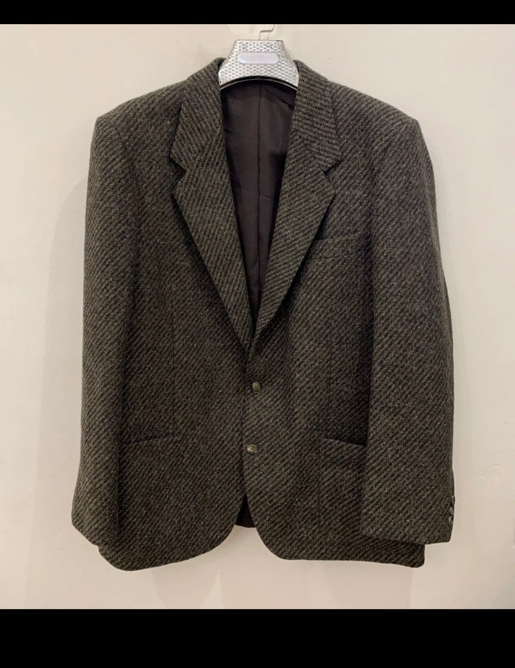 Vintage pure wool handwoven tweed camouflage brown hunting jacket blazer 44R