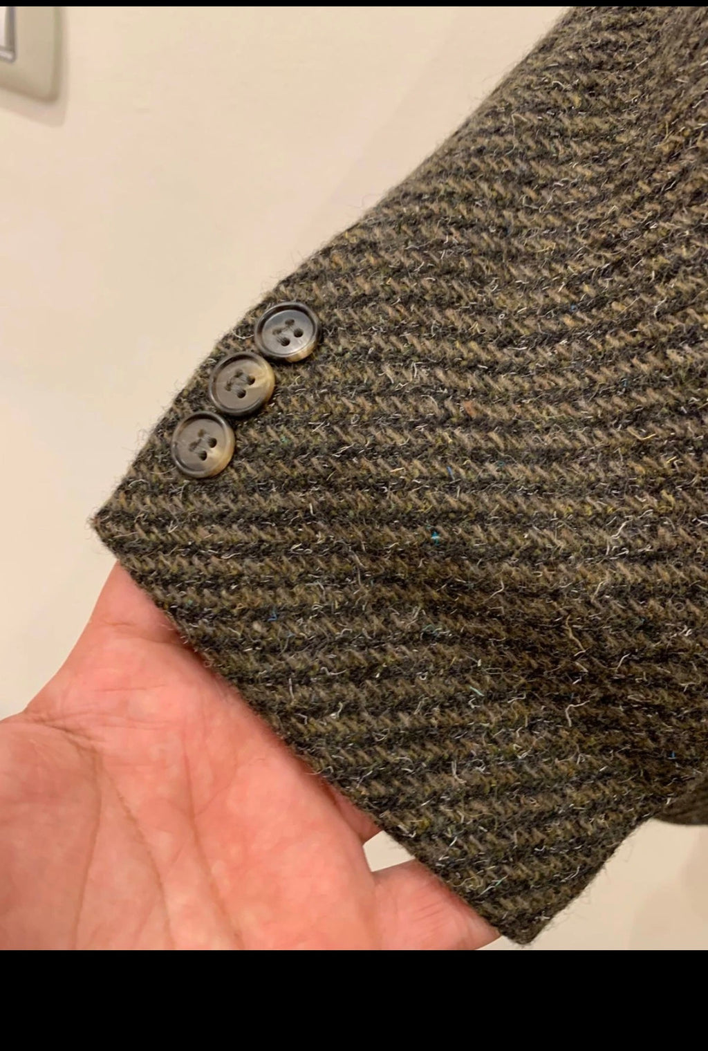 Vintage pure wool handwoven tweed camouflage brown hunting jacket blazer 44R