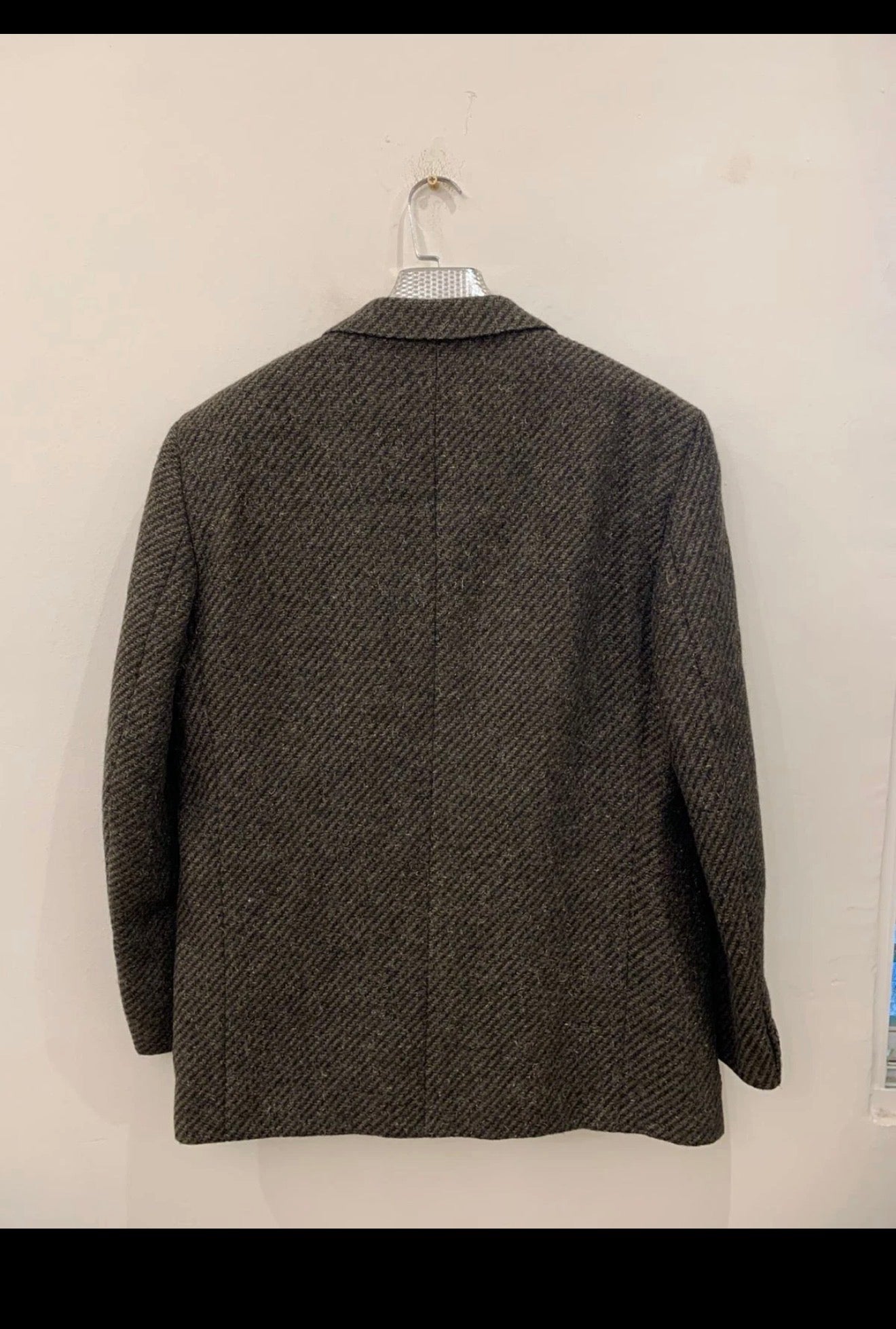 Vintage pure wool handwoven tweed camouflage brown hunting jacket blazer 44R