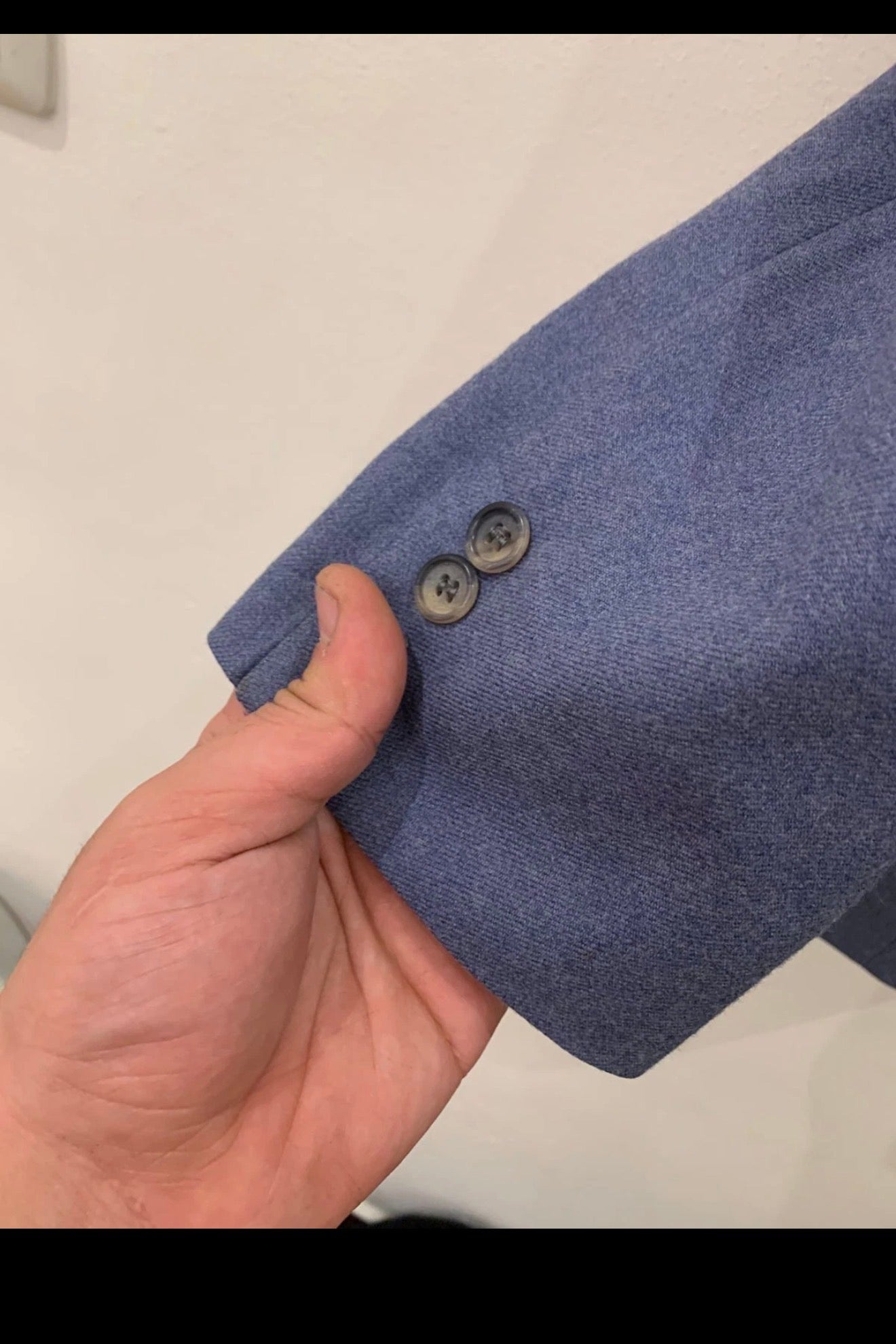 1970s Vintage classic pure wool unique blue 2 button French suit 38R
