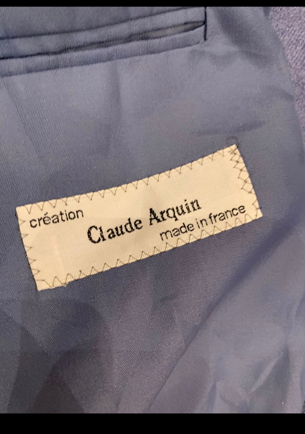 1970s Vintage classic pure wool unique blue 2 button French suit 38R