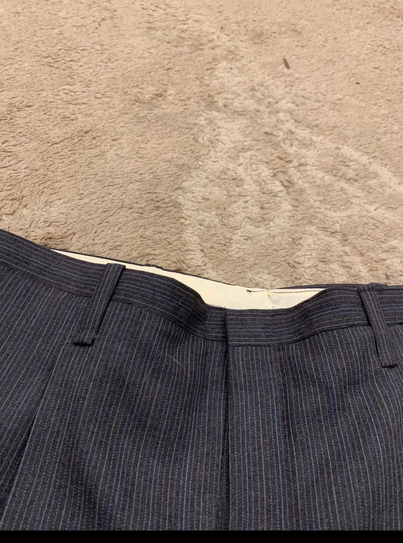 Vintage all worsted wool classic charcoal 2 button striped suit 42R 42L