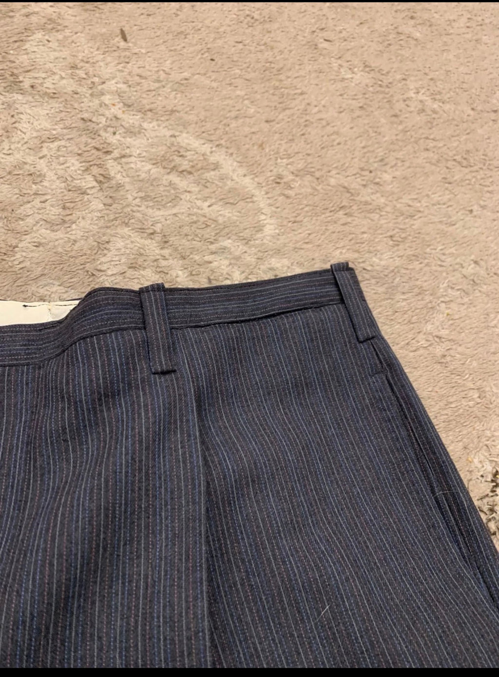 Vintage all worsted wool classic charcoal 2 button striped suit 42R 42L