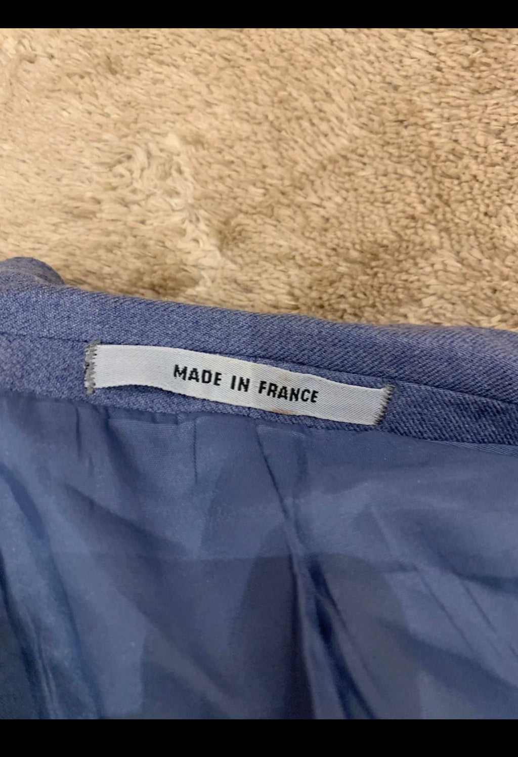 1970s Vintage classic pure wool unique blue 2 button French suit 38R