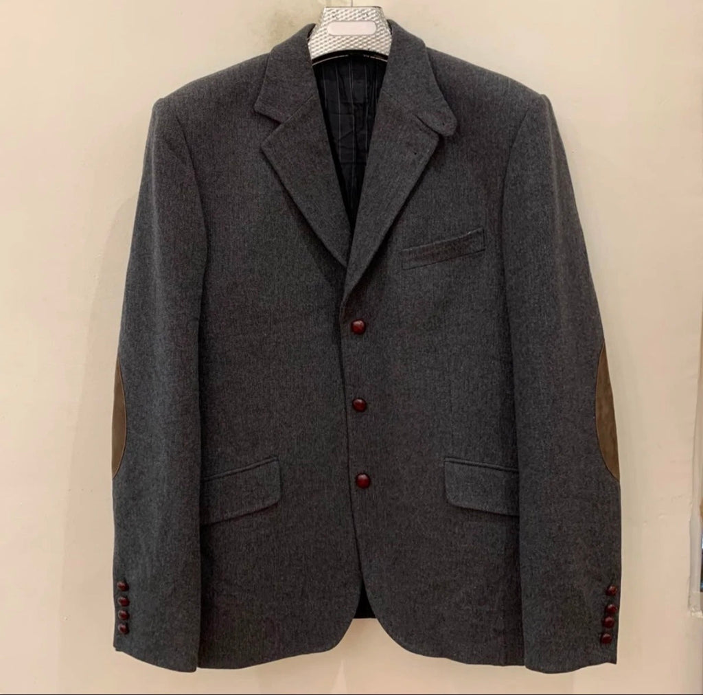 Vintage Scapa pure wool herringbone charcoal hunting jacket blazer 44L