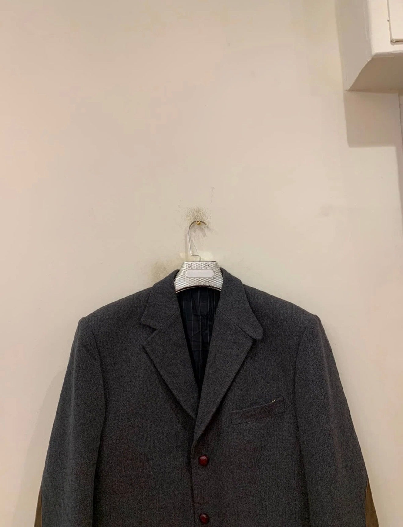 Vintage Scapa pure wool herringbone charcoal hunting jacket blazer 44L