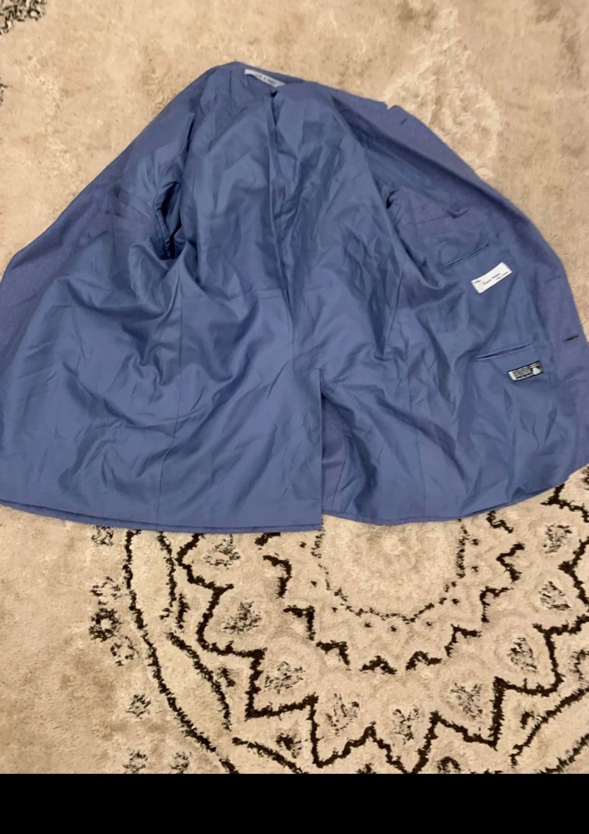 1970s Vintage classic pure wool unique blue 2 button French suit 38R
