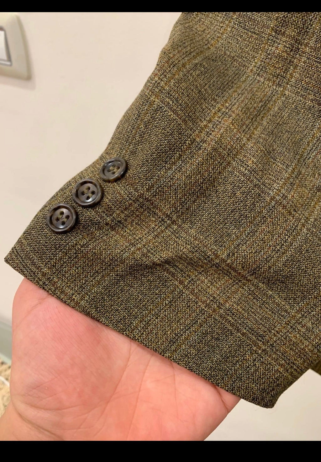 Vintage Oxford pure Wool classic greenish glen check 3 button suit 44R