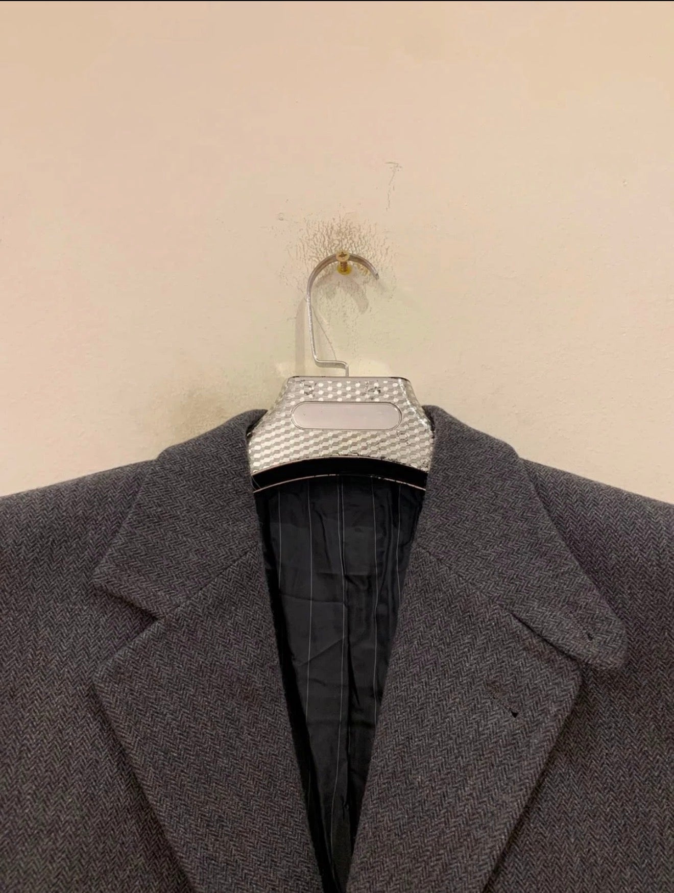 Vintage Scapa pure wool herringbone charcoal hunting jacket blazer 44L