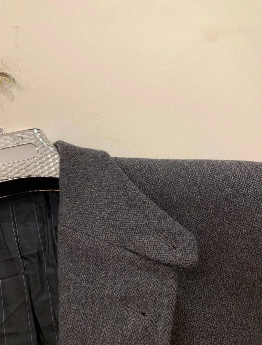 Vintage Scapa pure wool herringbone charcoal hunting jacket blazer 44L