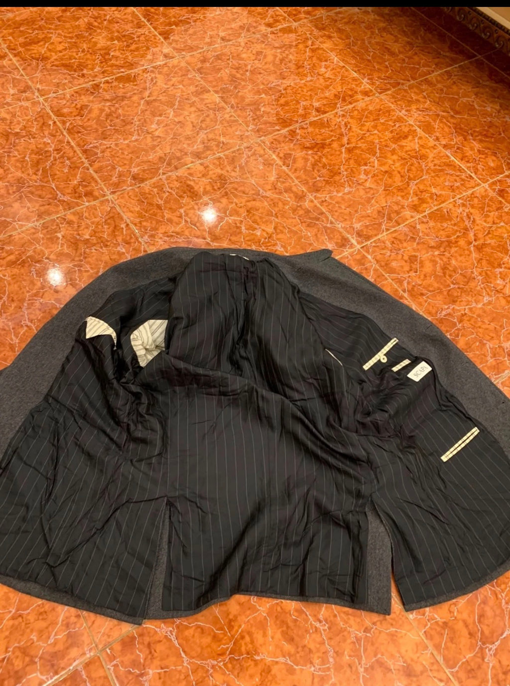 Vintage Scapa pure wool herringbone charcoal hunting jacket blazer 44L