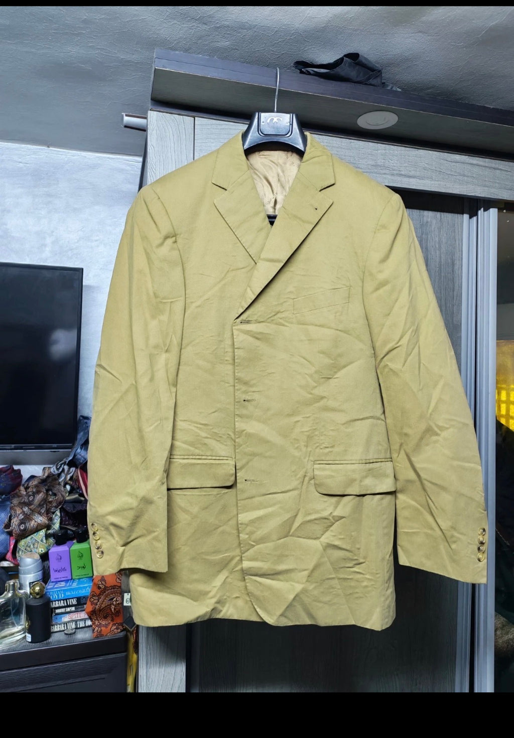 Vintage Burberry London 100% pure Cotton classic brown summer suit 46L XL