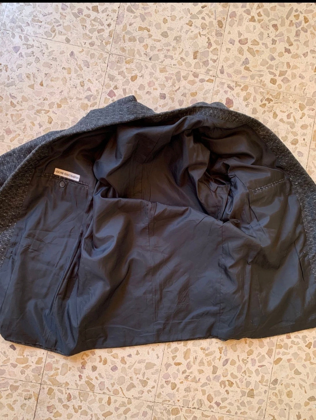 Vintage wool blend double breasted classic charcoal jacket blazer 40R