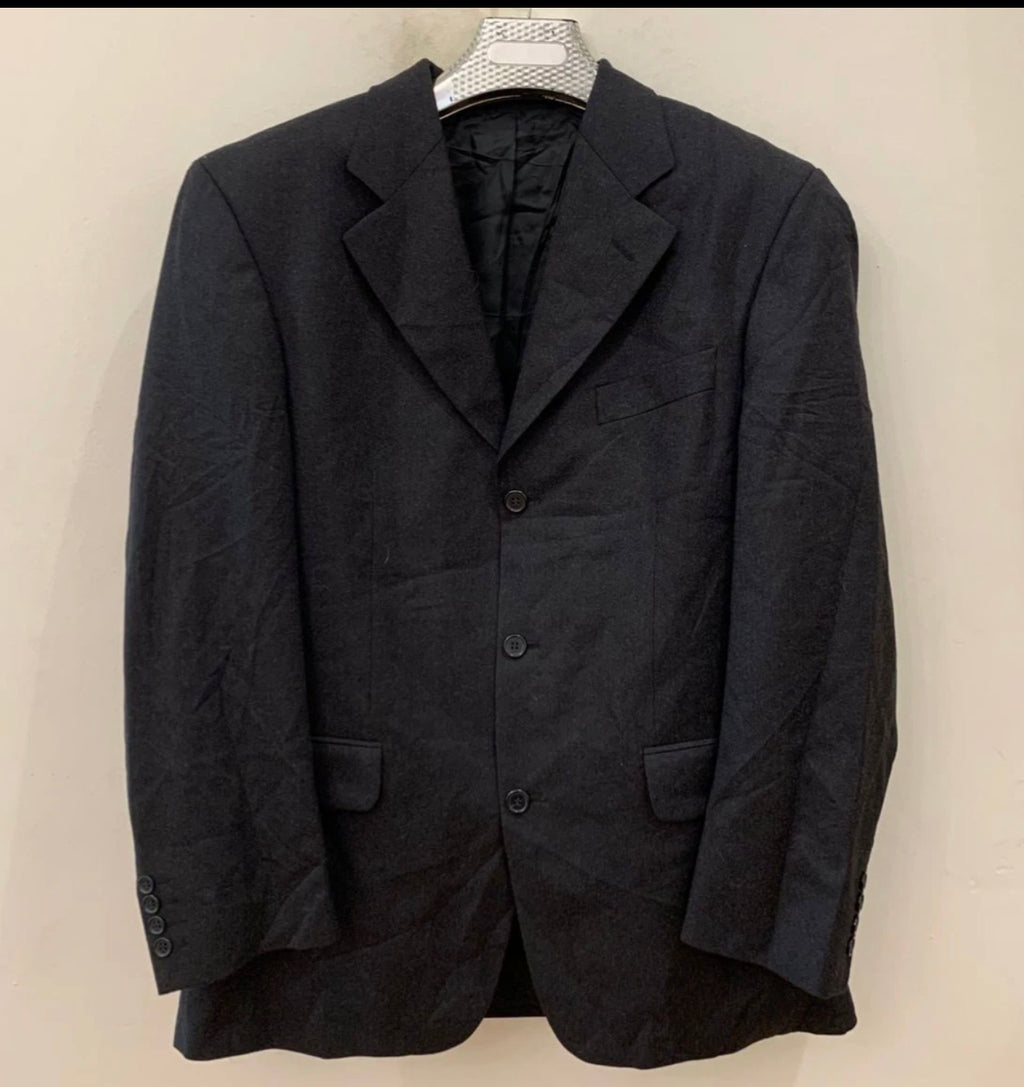 Vintage pure wool charcoal classic 3 button suit jacket blazer 42R