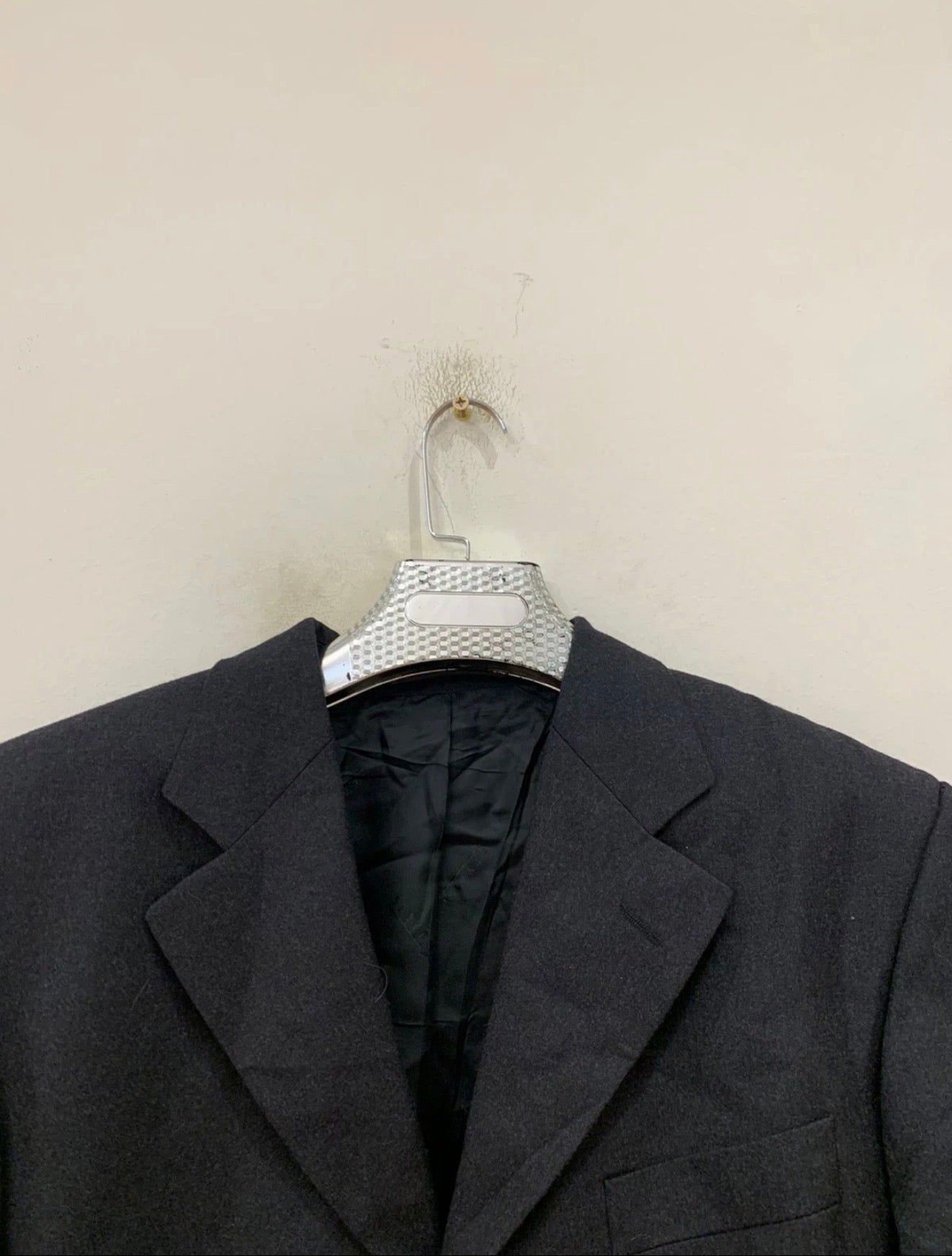 Vintage pure wool charcoal classic 3 button suit jacket blazer 42R