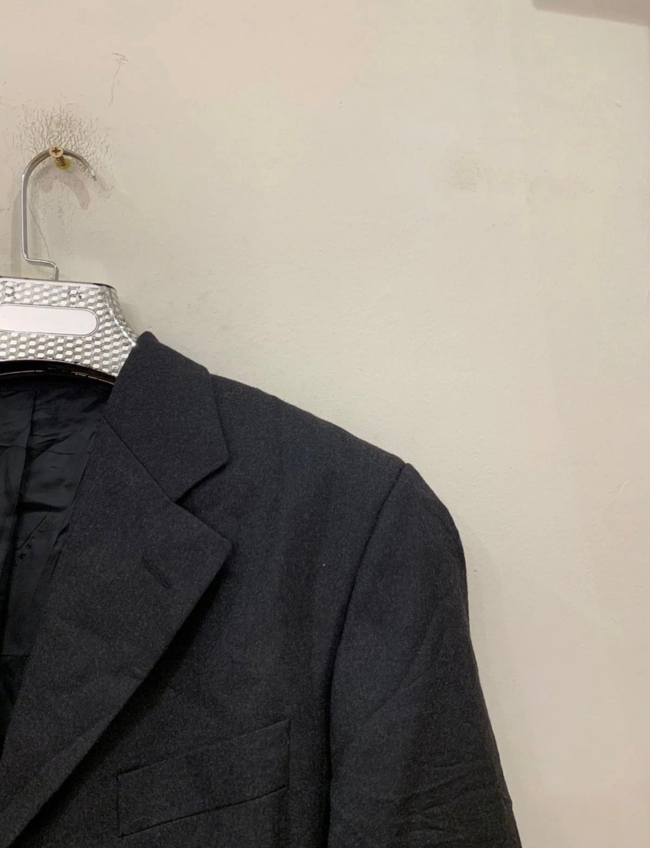Vintage pure wool charcoal classic 3 button suit jacket blazer 42R