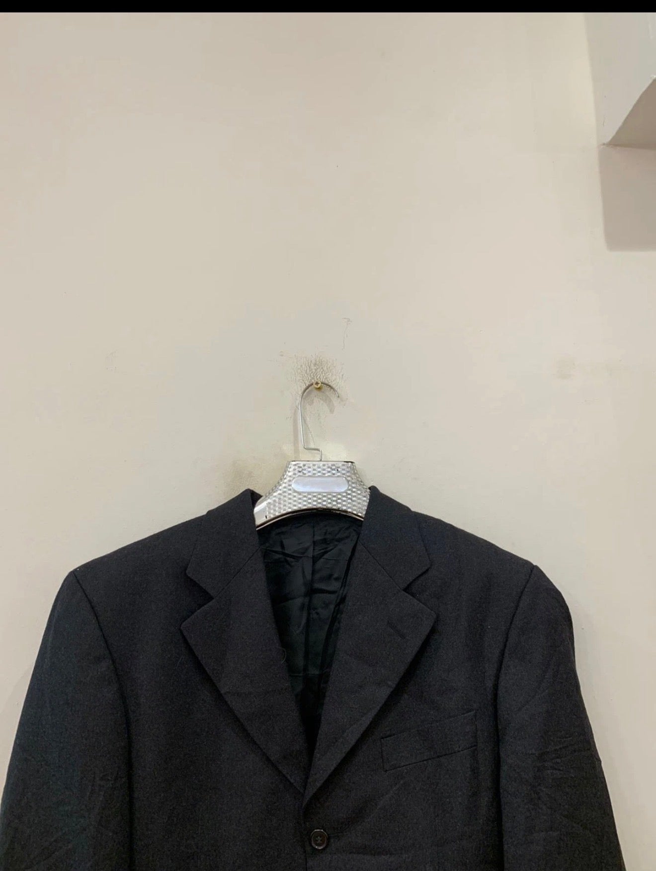 Vintage pure wool charcoal classic 3 button suit jacket blazer 42R