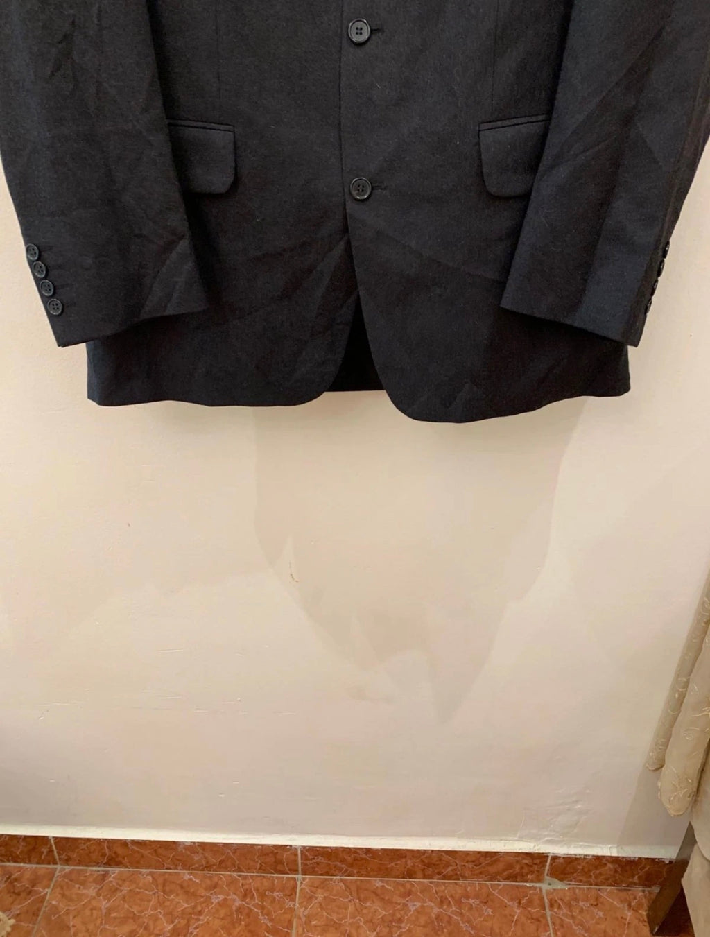 Vintage pure wool charcoal classic 3 button suit jacket blazer 42R