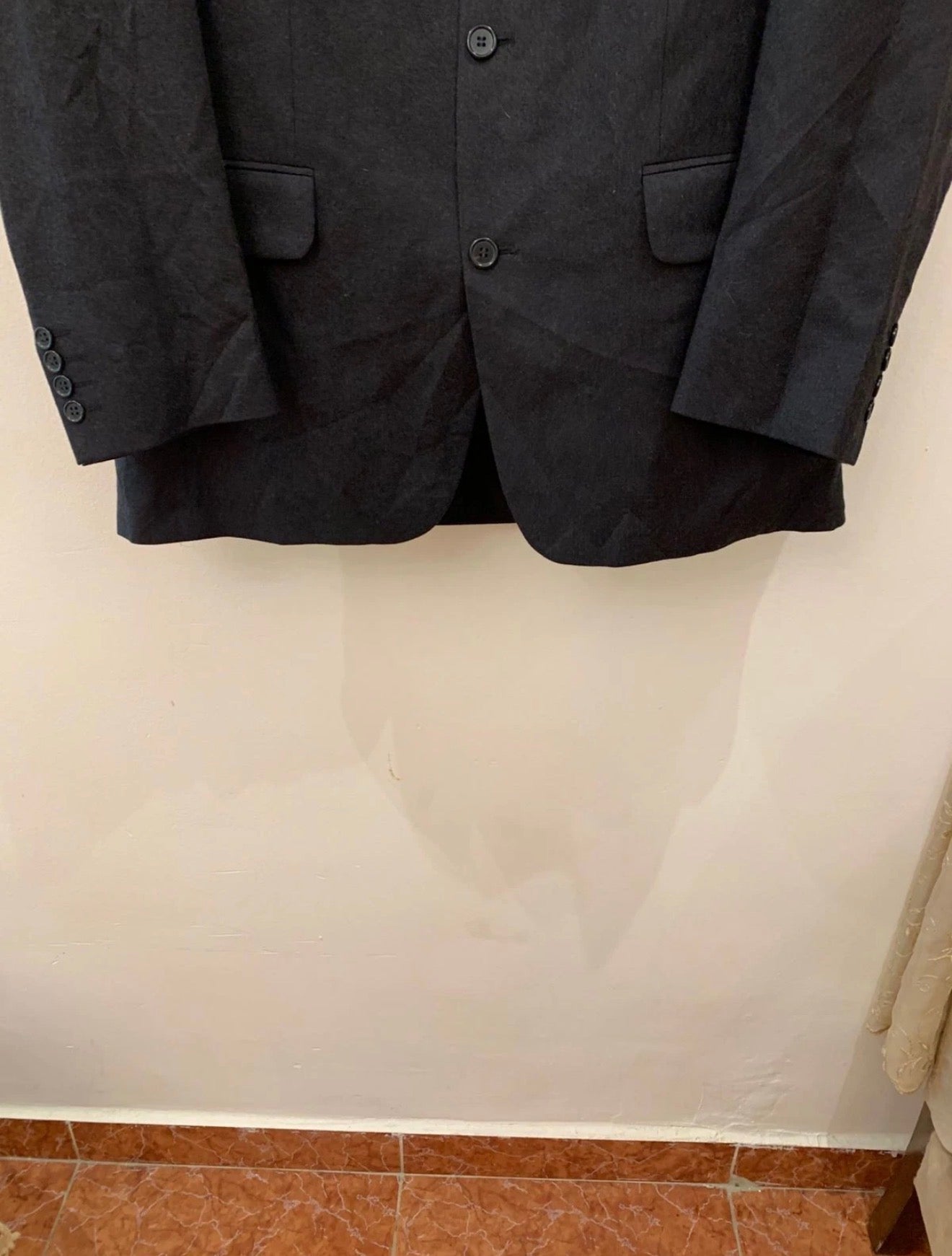 Vintage pure wool charcoal classic 3 button suit jacket blazer 42R