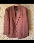 Vintage Alpaca wool blend tweed classic red burgundy gray jacket blazer 44R
