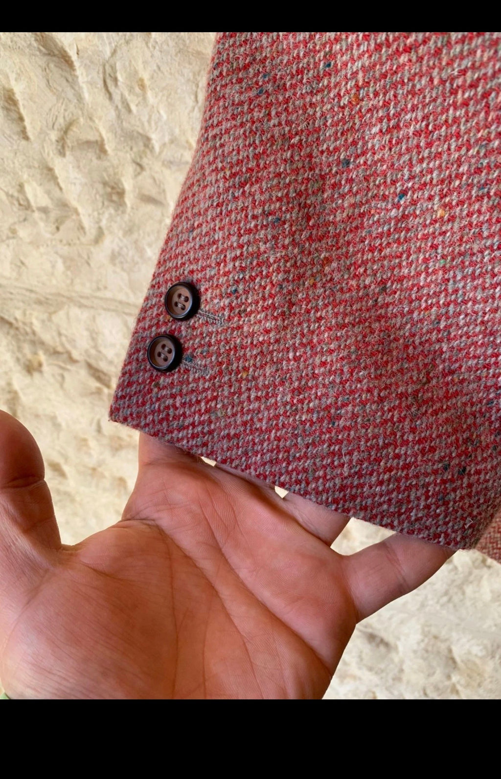 Vintage Alpaca wool blend tweed classic red burgundy gray jacket blazer 44R