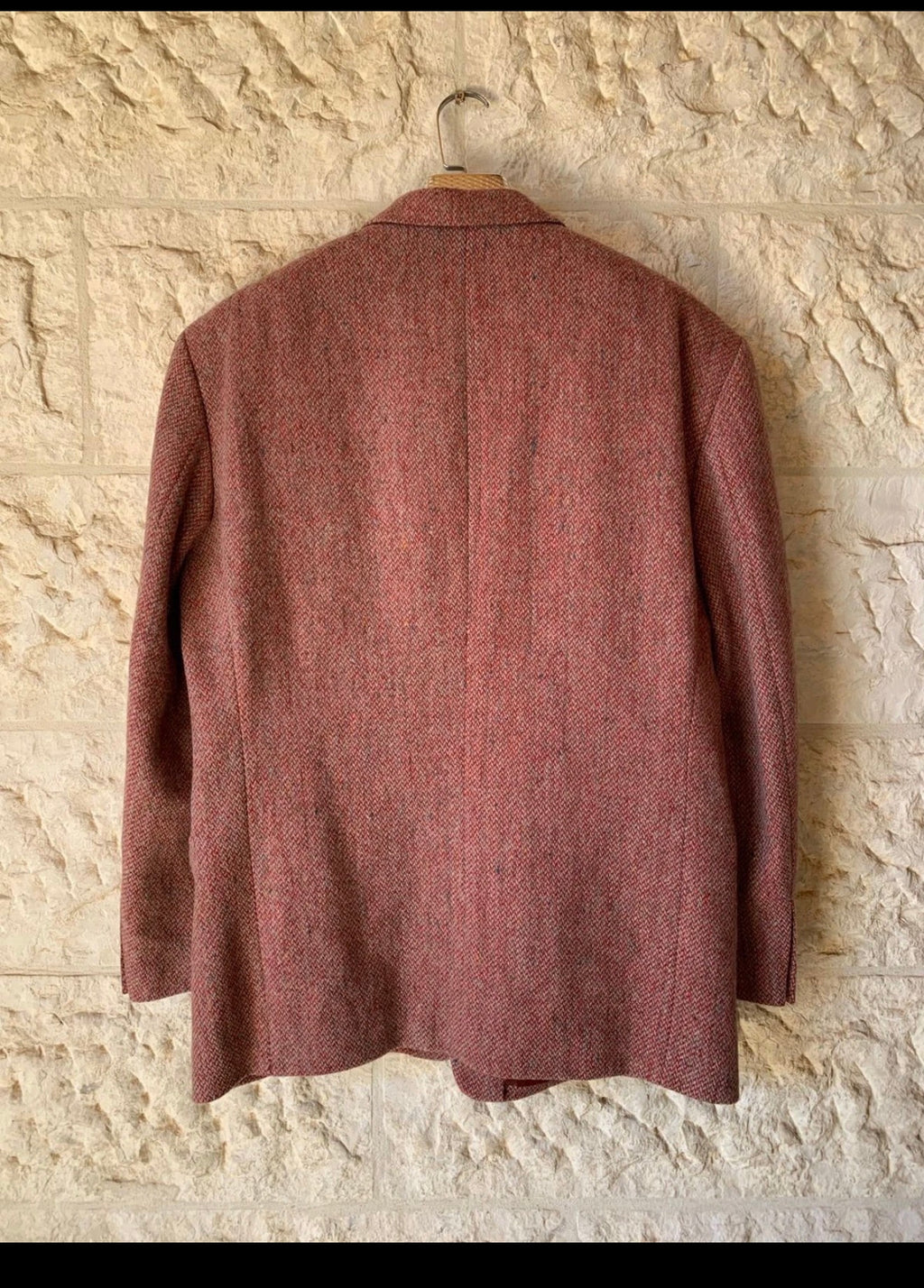 Vintage Alpaca wool blend tweed classic red burgundy gray jacket blazer 44R