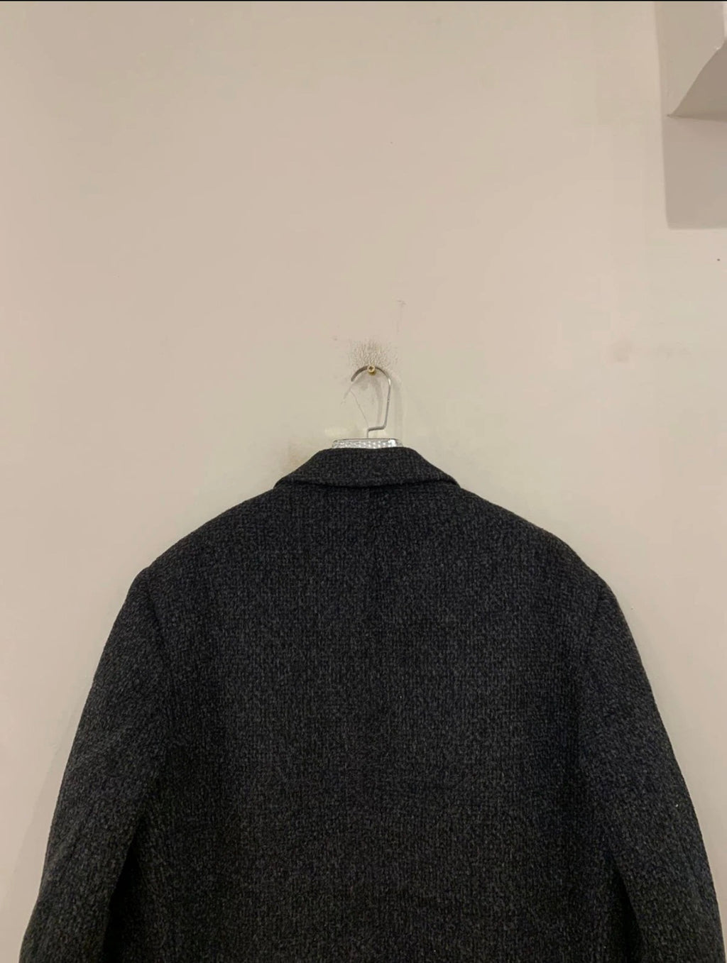 1970s vintage wool Mohair blend classic camouflage charcoal belted over coat 44R