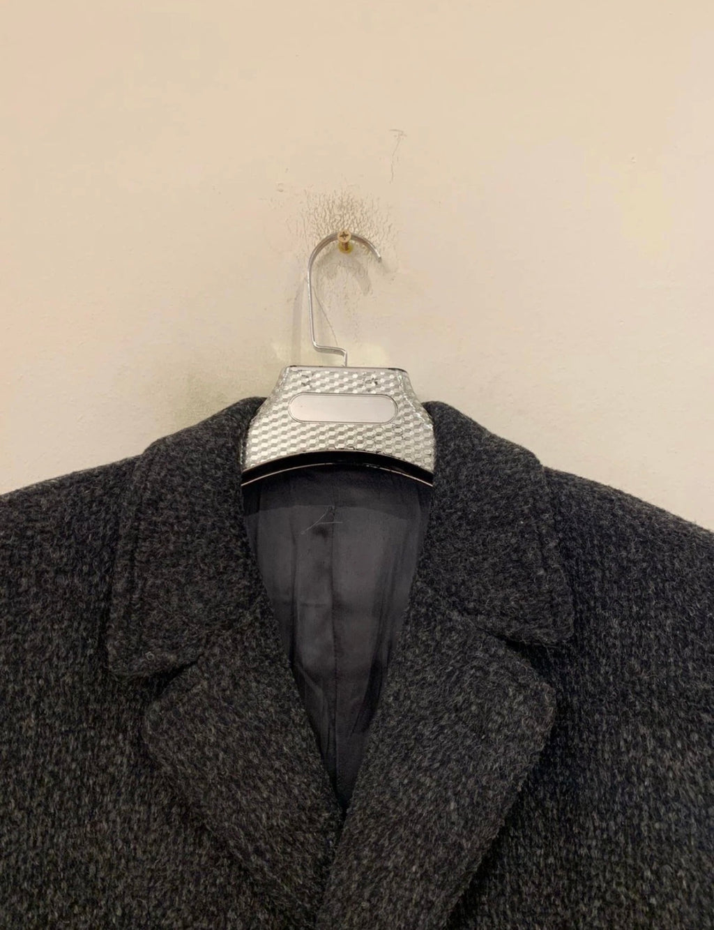 1970s vintage wool Mohair blend classic camouflage charcoal belted over coat 44R