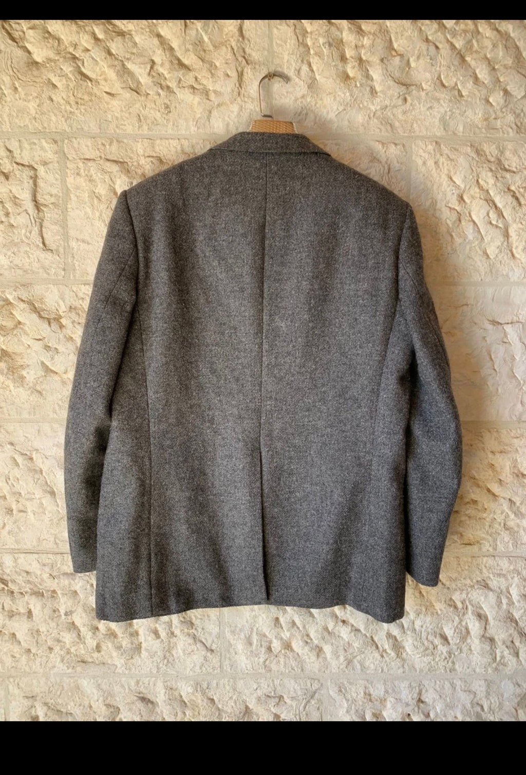 1970s Vintage pure wool handwoven tweed gray hunting jacket blazer 44R 44L