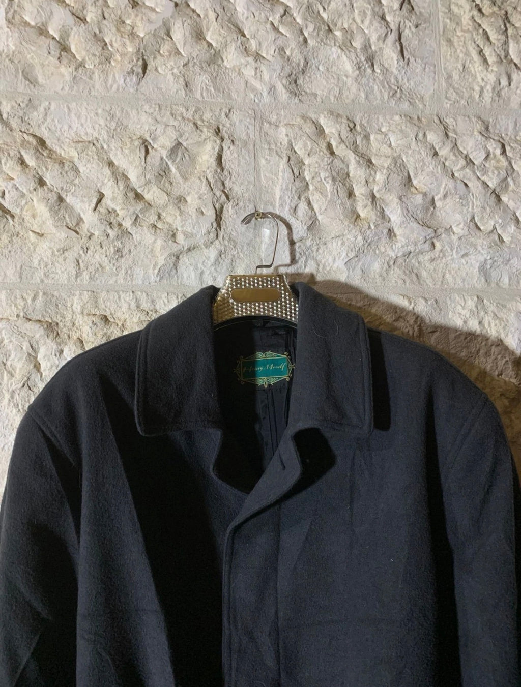 Vintage Henry Morell wool blend classic charcoal belted long over coat 44R