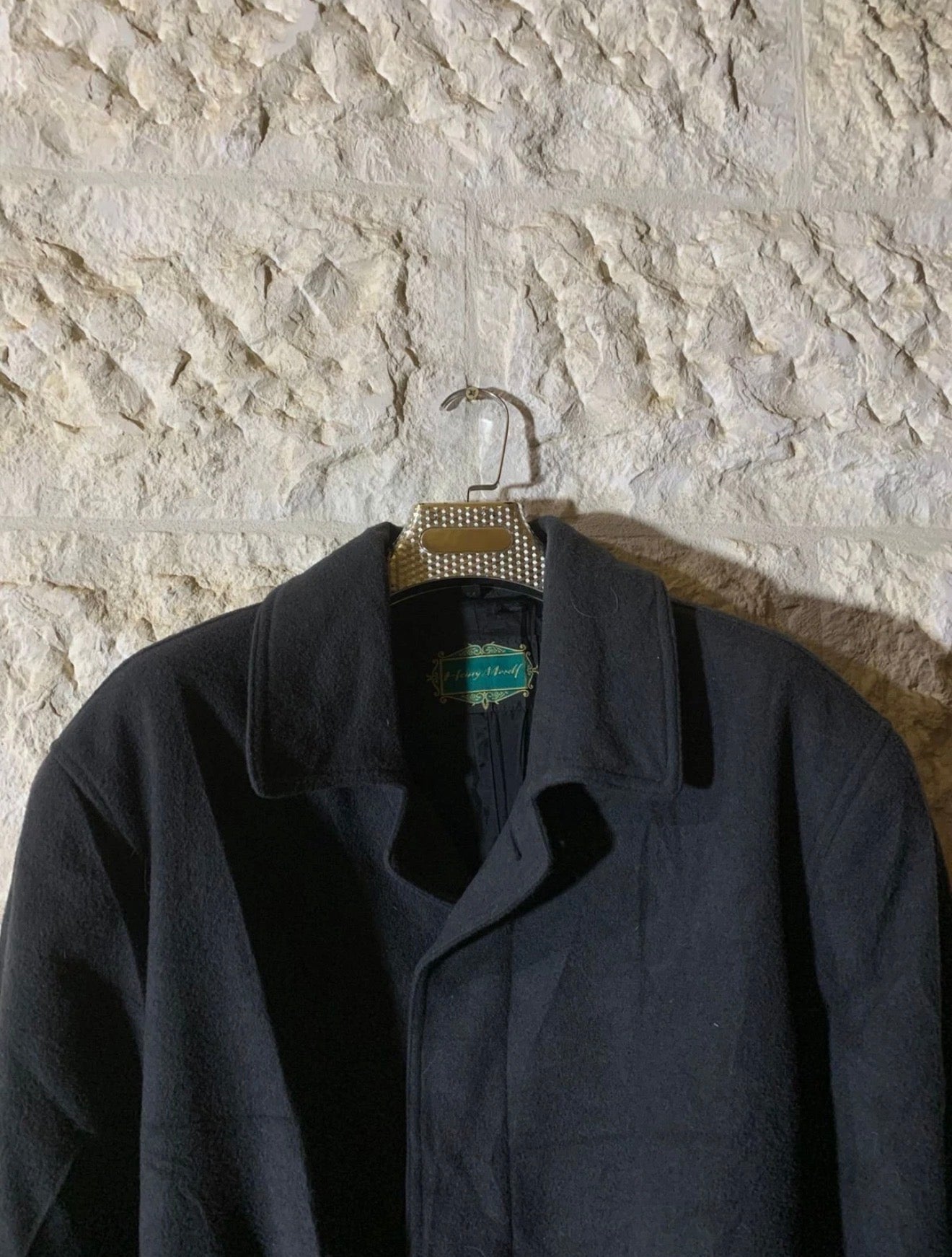 Vintage Henry Morell wool blend classic charcoal belted long over coat 44R