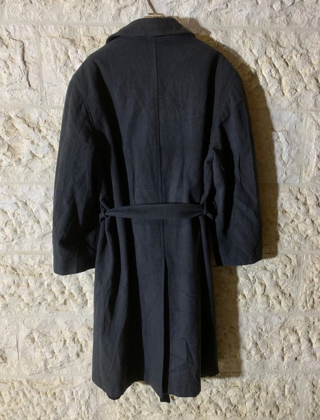 Vintage Henry Morell wool blend classic charcoal belted long over coat 44R