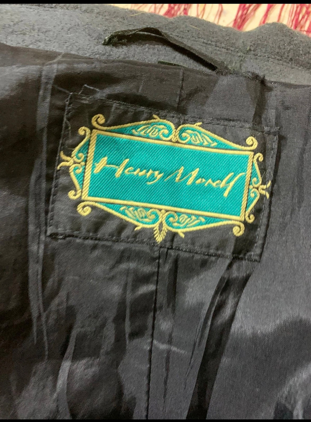 Vintage Henry Morell wool blend classic charcoal belted long over coat 44R