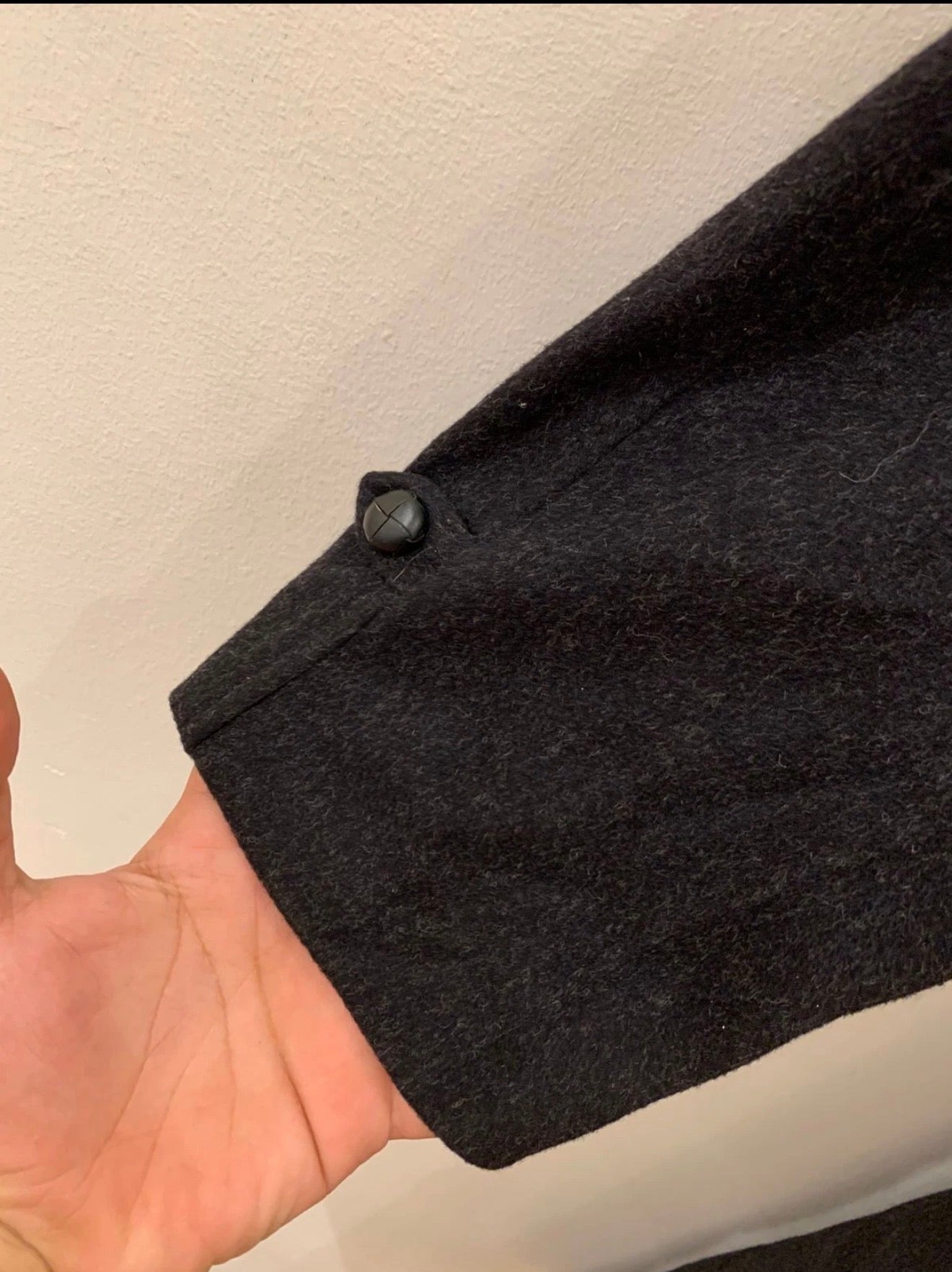 Vintage pure wool charcoal belted classic raglan over coat 48R 48L XL