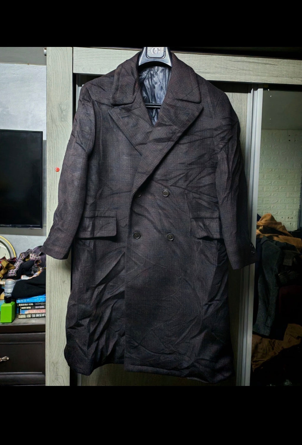 1950s vintage handtailored bespoke classic pure wool db brown over coat 44R 44S