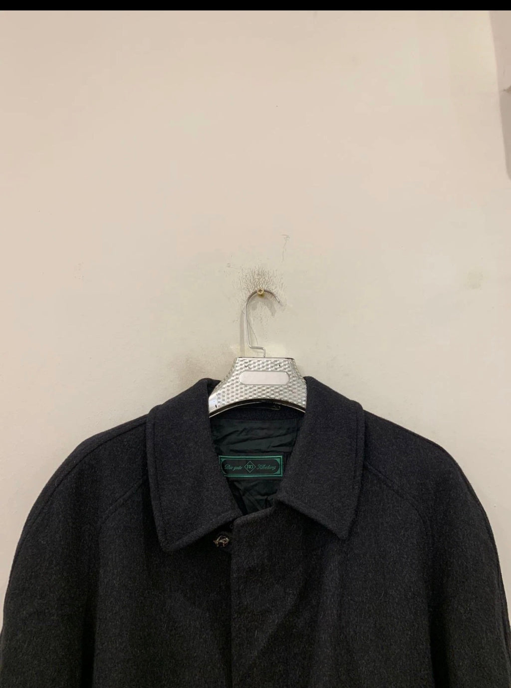 Vintage pure wool charcoal belted classic raglan over coat 48R 48L XL